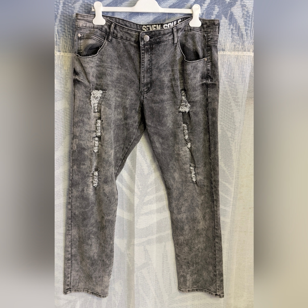 Distressed Gray Mens Jeans